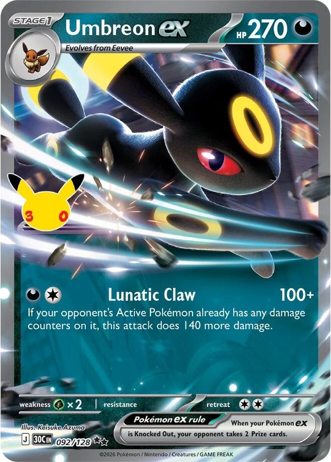 Umbreon ex (092/128) [Mega Evolution: 30th Celebration] | Shuffle n Cut Hobbies & Games