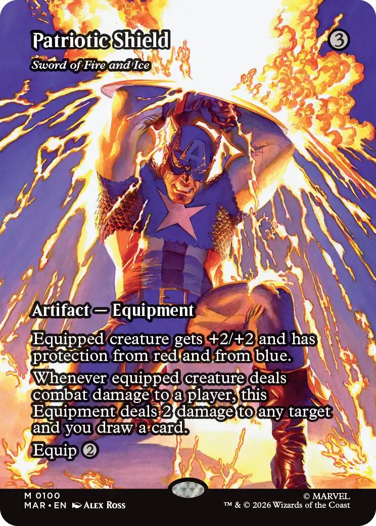 Patriotic Shield - Sword of Fire and Ice (Borderless) [Marvel Universe: Eternal-Legal] | Shuffle n Cut Hobbies & Games