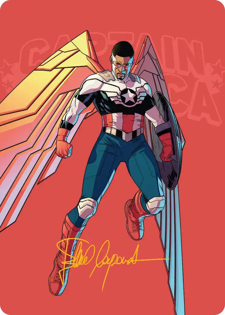 Captain America, Wings of Freedom Art Card (22/45) (Gold-Stamped Signature) [Marvel Super Heroes Art Series] | Shuffle n Cut Hobbies & Games