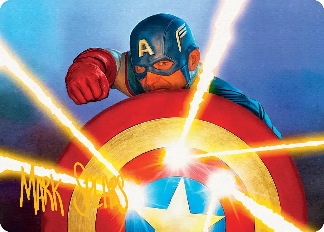Captain's Defense Art Card (Gold-Stamped Signature) [Marvel Super Heroes Art Series] | Shuffle n Cut Hobbies & Games