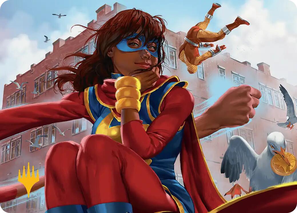 Ms. Marvel, Kamala Khan Art Card (Gold-Stamped Planeswalker Symbol) [Marvel Super Heroes Art Series] | Shuffle n Cut Hobbies & Games
