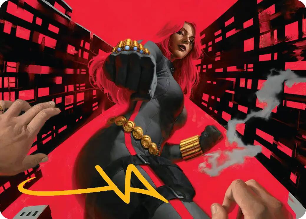 Black Widow, Deadly Hunter Art Card (Gold-Stamped Signature) [Marvel Super Heroes Art Series] | Shuffle n Cut Hobbies & Games