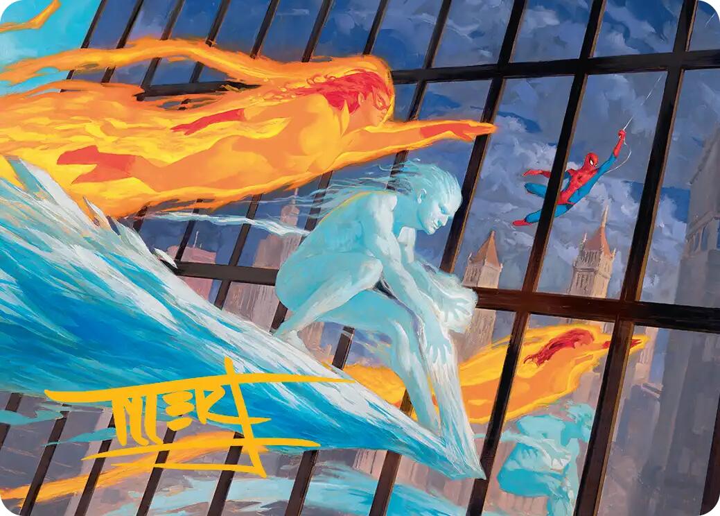 Iceman and Firestar Art Card (Gold-Stamped Signature) [Marvel Super Heroes Art Series] | Shuffle n Cut Hobbies & Games