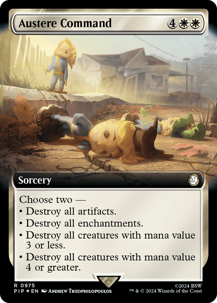 Austere Command (Extended Art) (Surge Foil) [Fallout] | Shuffle n Cut Hobbies & Games