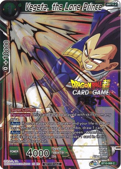 Vegeta, the Lone Prince (Card Game Fest 2022) (BT10-068) [Tournament Promotion Cards] | Shuffle n Cut Hobbies & Games