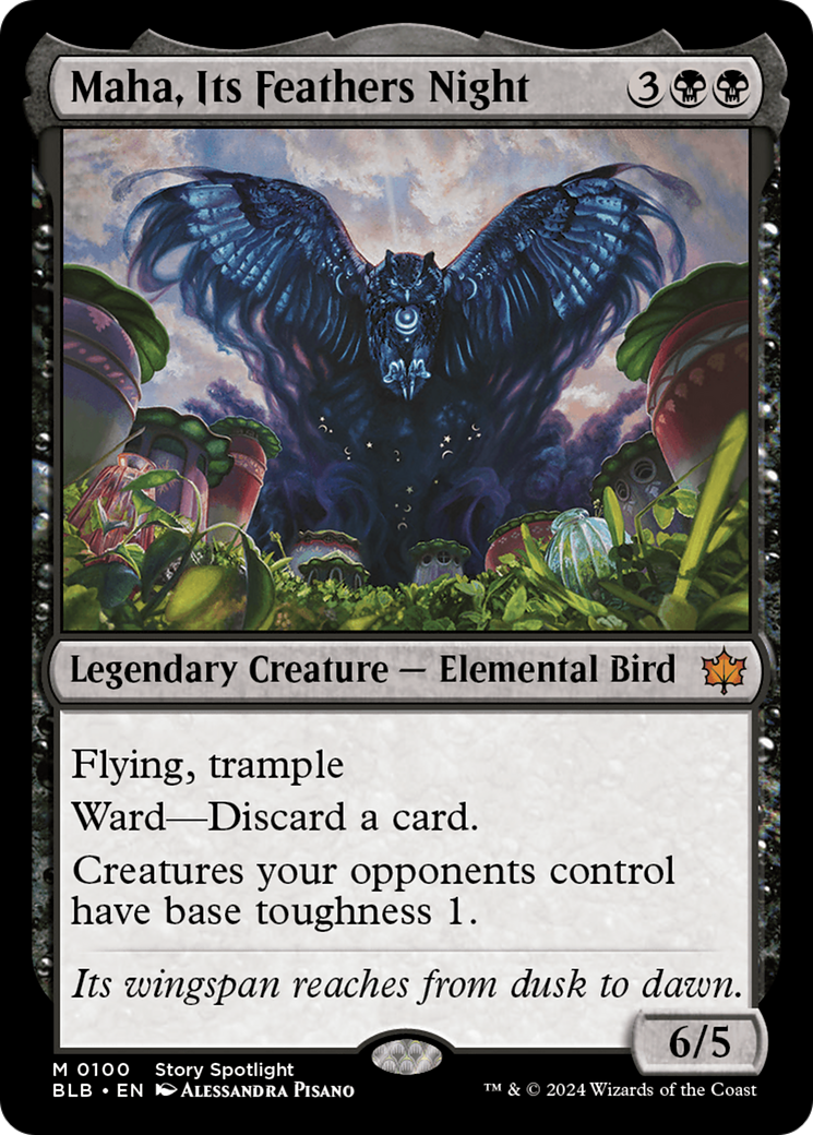 Maha, Its Feathers Night (Borderless) [Bloomburrow] | Shuffle n Cut Hobbies & Games