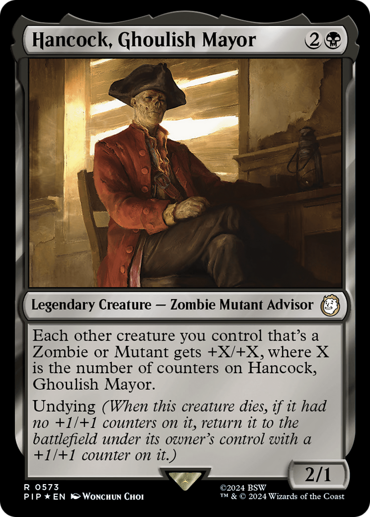 Hancock, Ghoulish Mayor (Surge Foil) [Fallout] | Shuffle n Cut Hobbies & Games