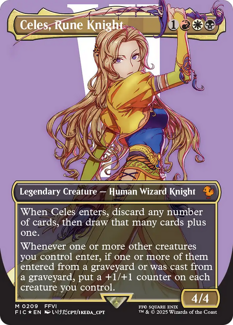 Celes, Rune Knight (Borderless) (Surge Foil) [FINAL FANTASY Commander] | Shuffle n Cut Hobbies & Games