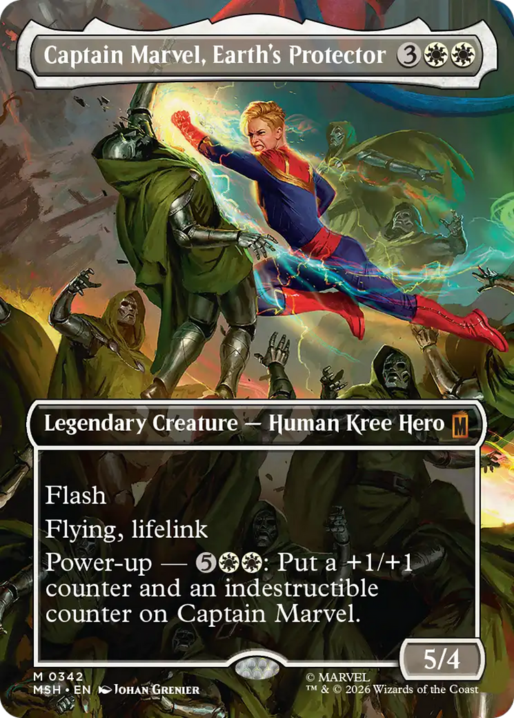 Captain Marvel, Earth's Protector (Borderless) (0342) [Marvel Super Heroes] | Shuffle n Cut Hobbies & Games