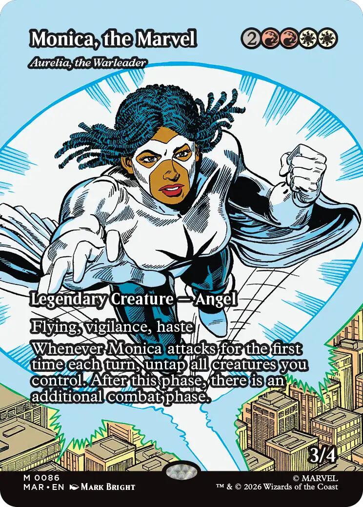 Monica, the Marvel - Aurelia, the Warleader (Borderless) [Marvel Universe: Eternal-Legal] | Shuffle n Cut Hobbies & Games
