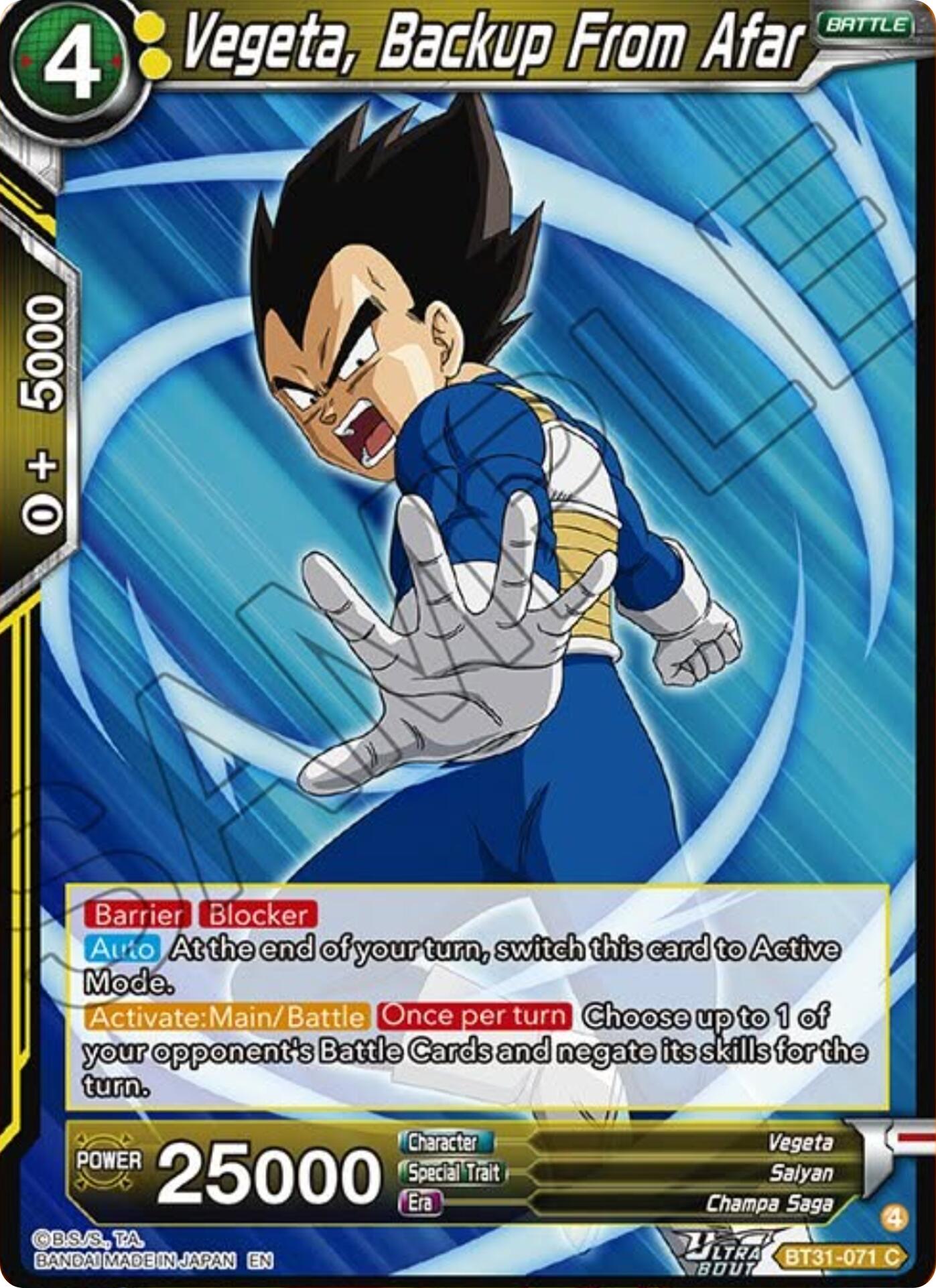 Vegeta, Backup From Afar (BT31-071) [Impact Beyond Dimensions] | Shuffle n Cut Hobbies & Games