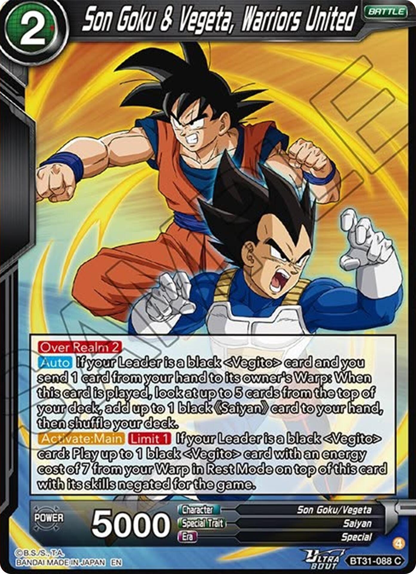 Son Goku & Vegeta, Warriors United (BT31-088) [Impact Beyond Dimensions] | Shuffle n Cut Hobbies & Games