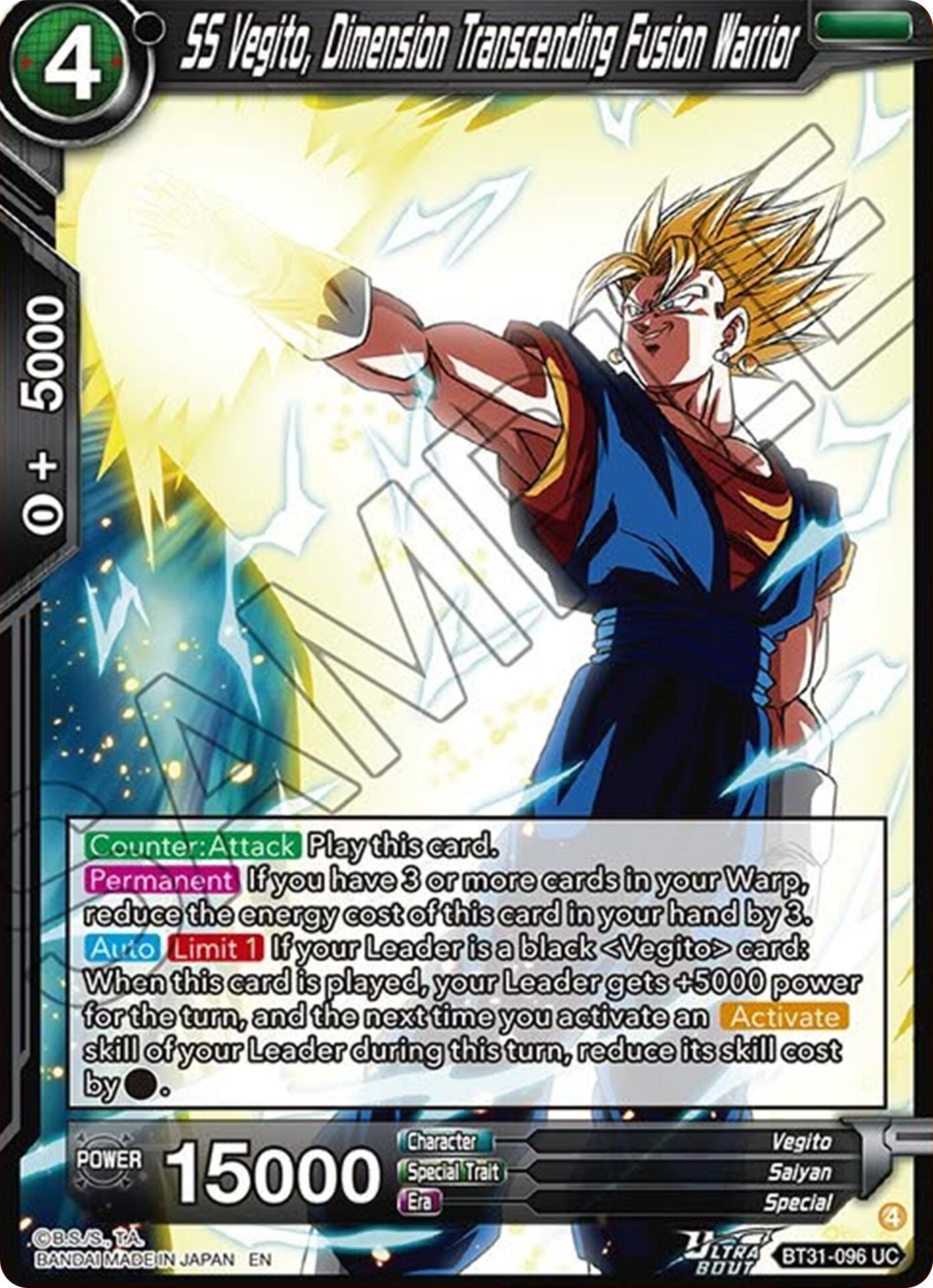SS Vegito, Dimension Transcending Fusion Warrior (BT31-096) [Impact Beyond Dimensions] | Shuffle n Cut Hobbies & Games