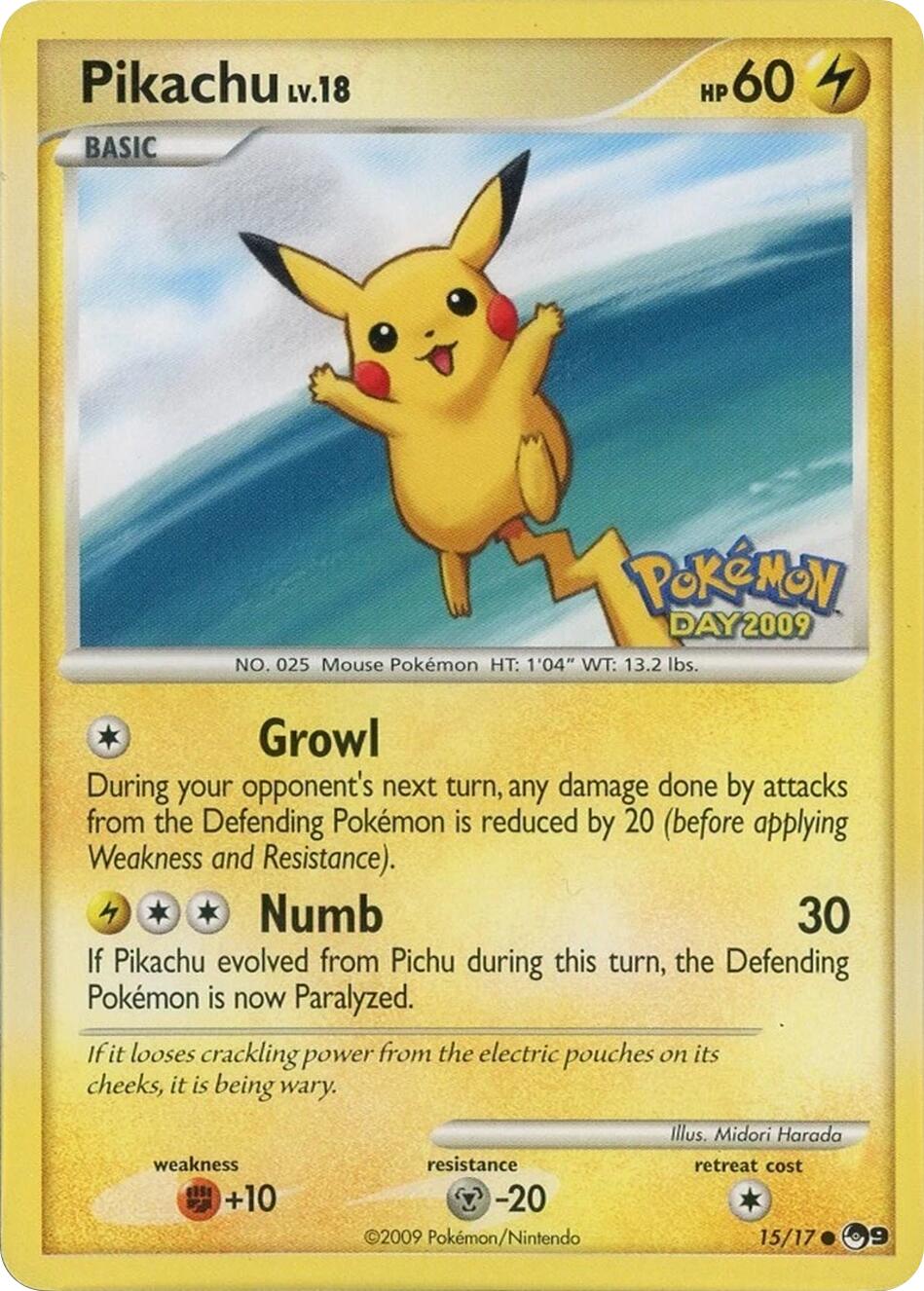Pikachu (015/017) (Pokemon Day 2009) [POP Series 9] | Shuffle n Cut Hobbies & Games