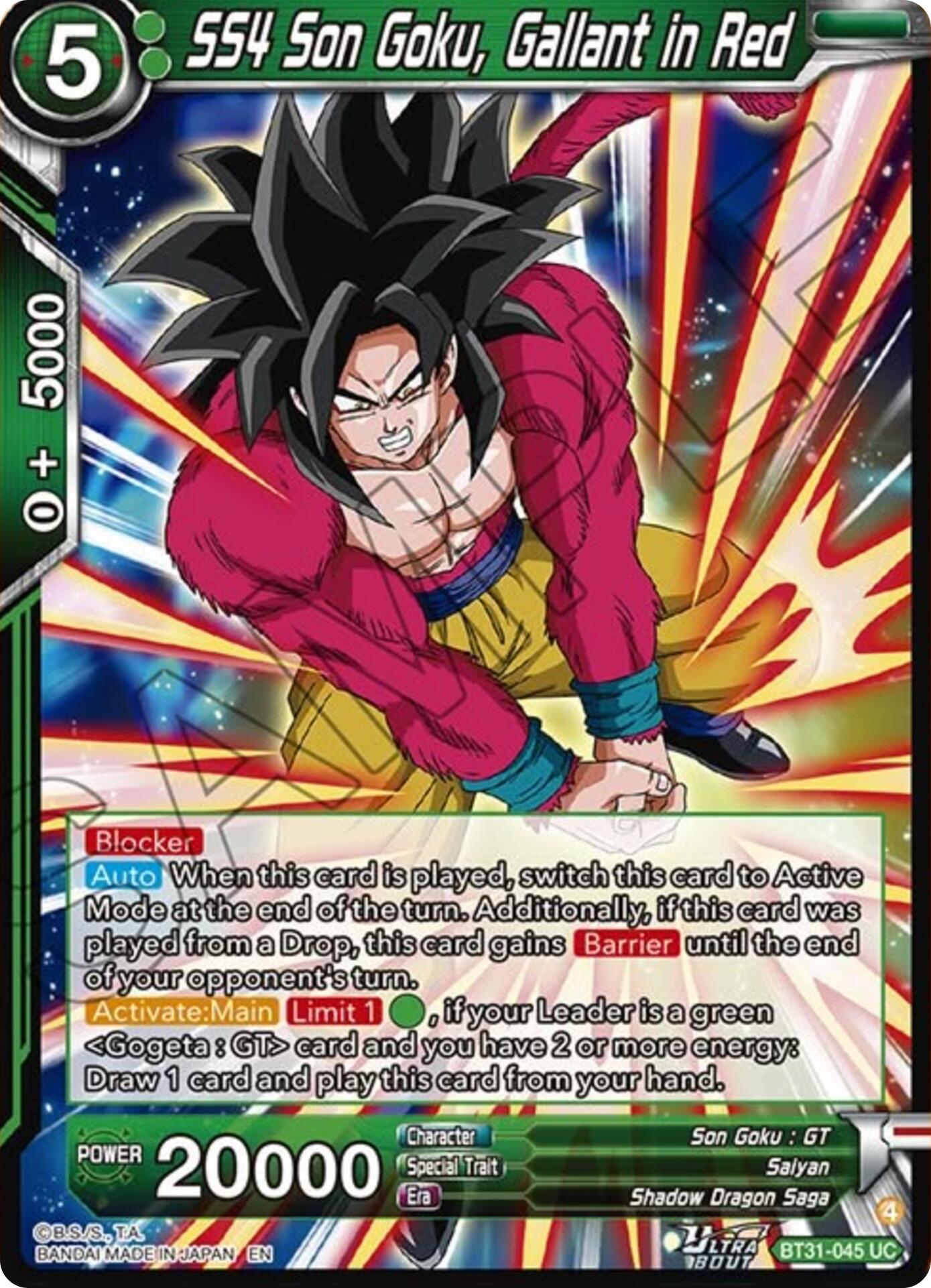SS4 Son Goku, Gallant in Red (BT31-045) [Impact Beyond Dimensions] | Shuffle n Cut Hobbies & Games