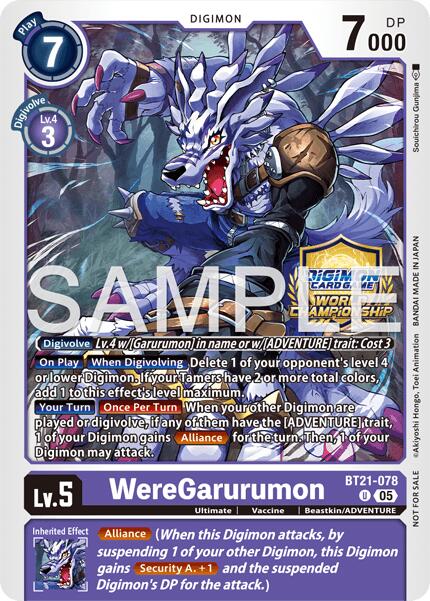 WereGarurumon [BT21-078] (World Championship 26–27 Regionals Season 2) [World Convergence] | Shuffle n Cut Hobbies & Games