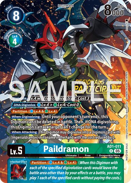 Paildramon [AD1-011] - AD1-011 (Regionals 26-27 Season 2 Participant) [Advanced Booster Digimon Generation] | Shuffle n Cut Hobbies & Games