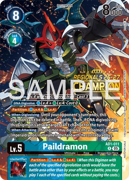 Paildramon [AD1-011] - AD1-011 (Regionals 26-27 Season 2 Champion) [Advanced Booster Digimon Generation] | Shuffle n Cut Hobbies & Games