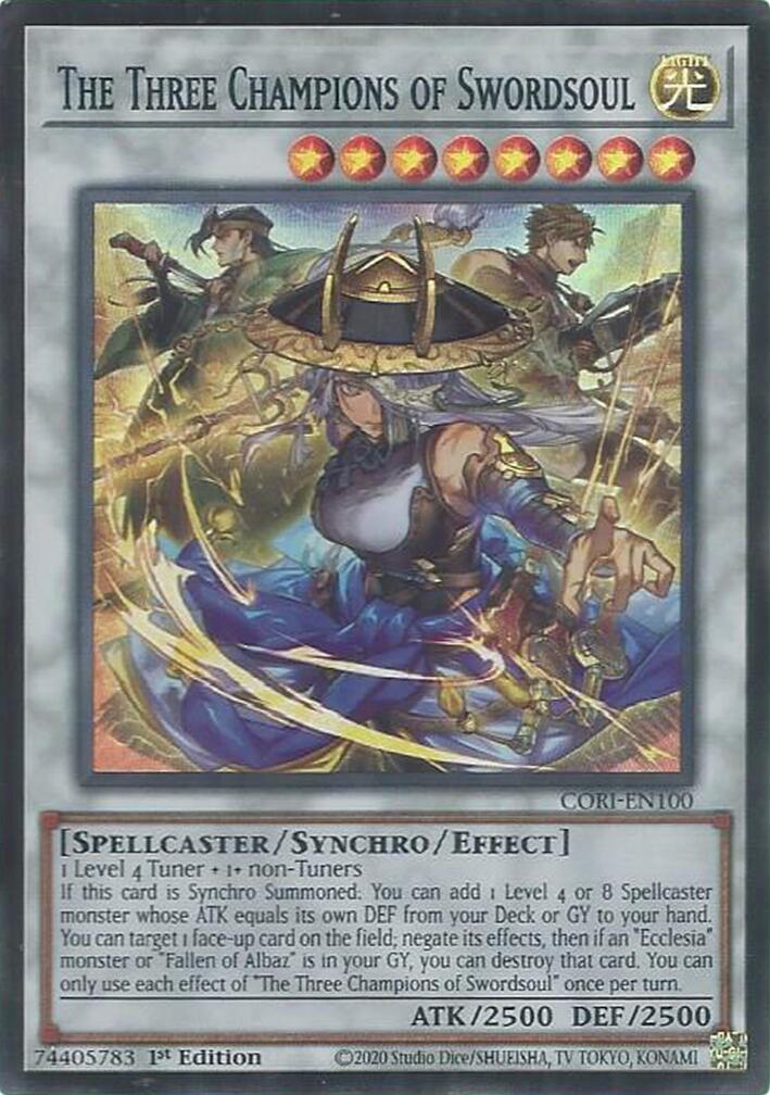The Three Champions of Swordsoul [CORI-EN100] Super Rare | Shuffle n Cut Hobbies & Games
