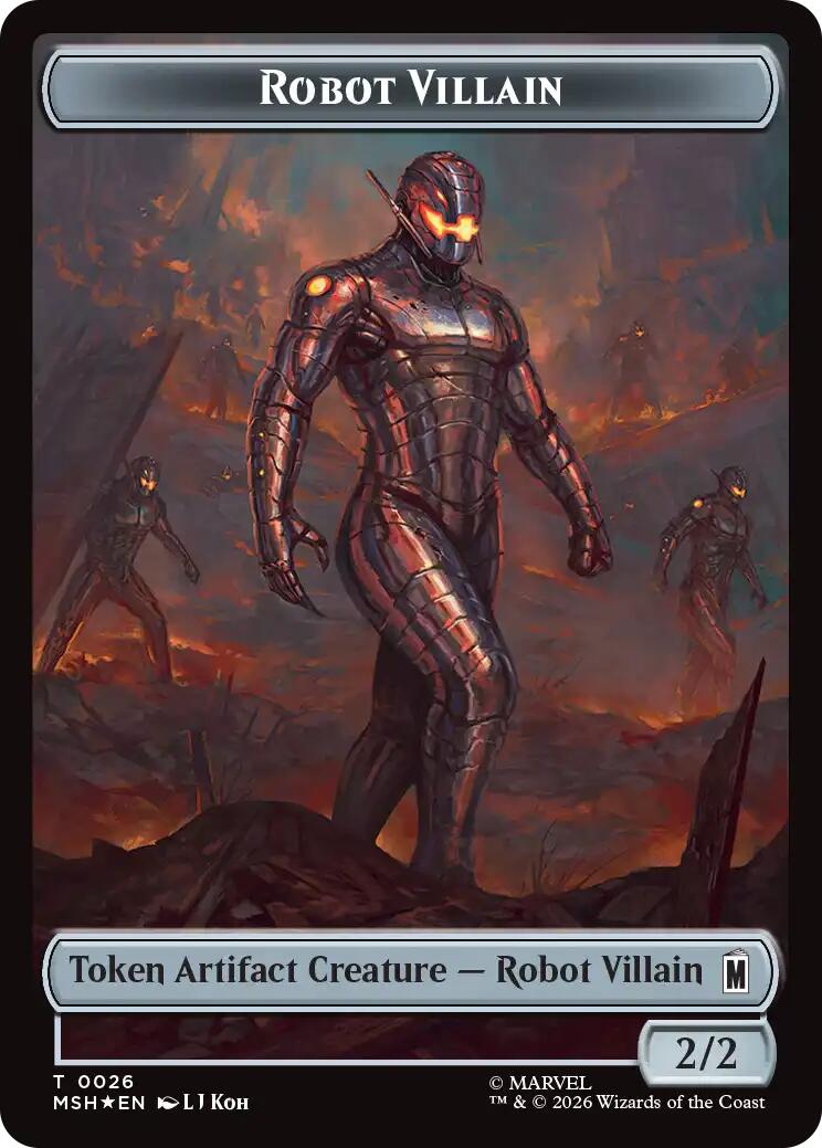 Villain // Robot Villain Double-Sided Token (025//026) (Surge Foil) [Marvel Super Heroes Tokens] | Shuffle n Cut Hobbies & Games