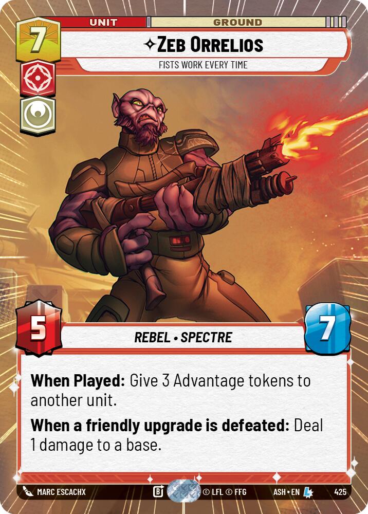 Zeb Orrelios - Fists Work Every Time (425) (Hyperspace) (425) [Ashes of the Empire] | Shuffle n Cut Hobbies & Games