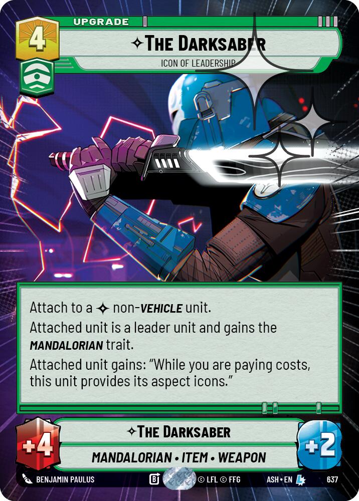 The Darksaber - Icon of Leadership (637) (Hyperspace Foil) (637) [Ashes of the Empire] | Shuffle n Cut Hobbies & Games
