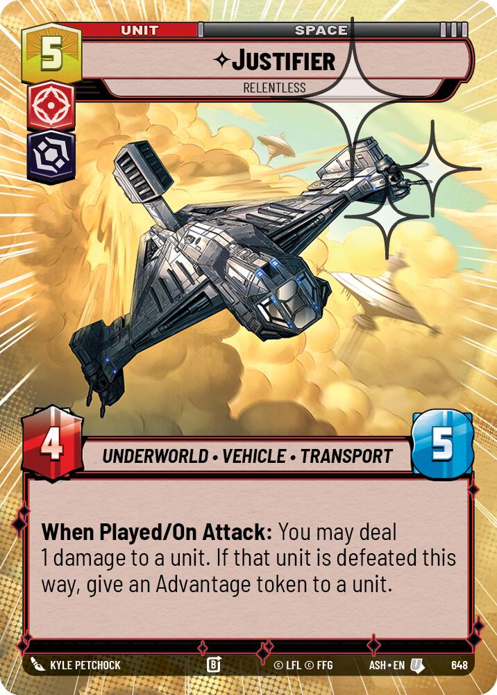 Justifier - Relentless (648) (Hyperspace Foil) (648) [Ashes of the Empire] | Shuffle n Cut Hobbies & Games