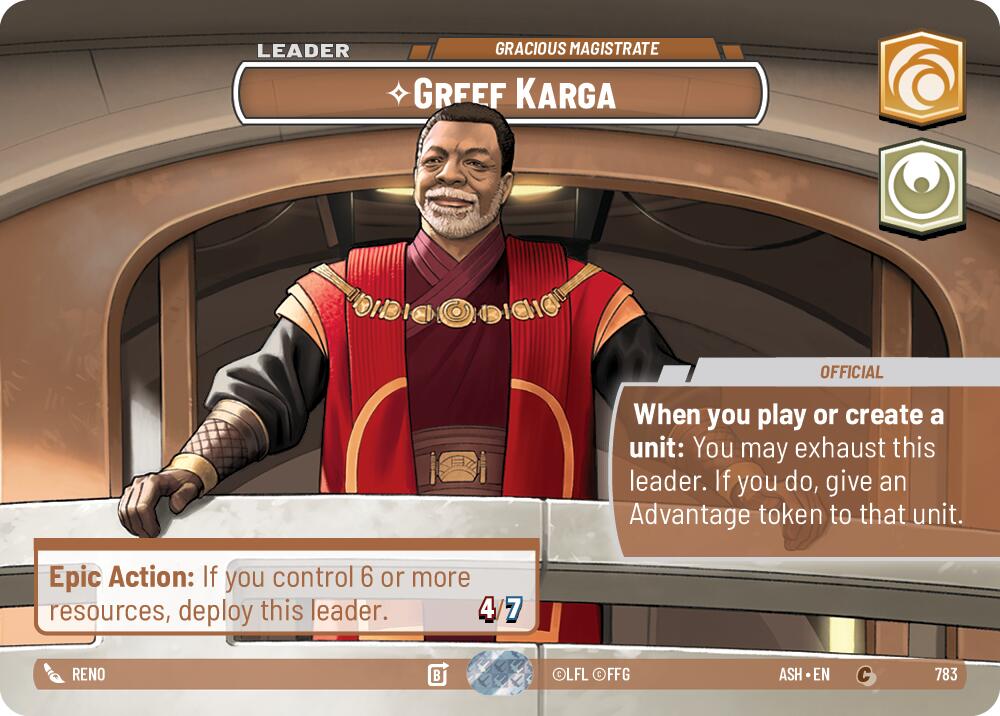 Greef Karga - Gracious Magistrate (783) (Showcase) (783) [Ashes of the Empire] | Shuffle n Cut Hobbies & Games