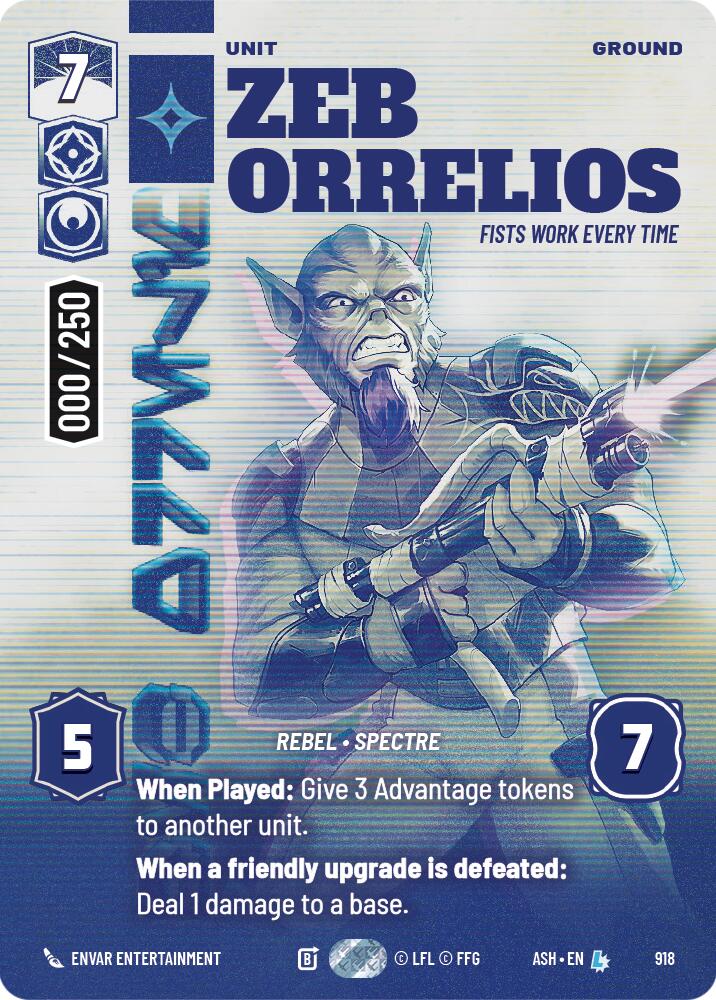 Zeb Orrelios - Fists Work Every Time (918) (Serialized) (918) [Ashes of the Empire] | Shuffle n Cut Hobbies & Games