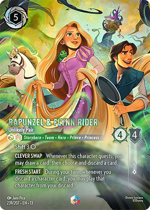 Rapunzel & Flynn Rider - Unlikely Pair (Enchanted) (239/204) [Attack of the Vine!] | Shuffle n Cut Hobbies & Games