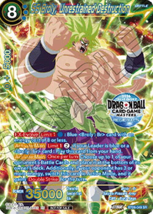 SS Broly, Unrestrained Destruction (2026 Championship Regionals) (BT26-049) [Tournament Promotion Cards] | Shuffle n Cut Hobbies & Games