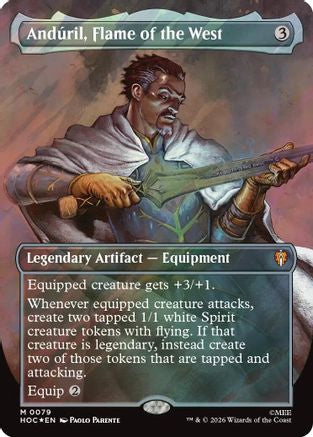Anduril, Flame of the West (Borderless) (Surge Foil) [The Hobbit: Eternal-Legal] | Shuffle n Cut Hobbies & Games