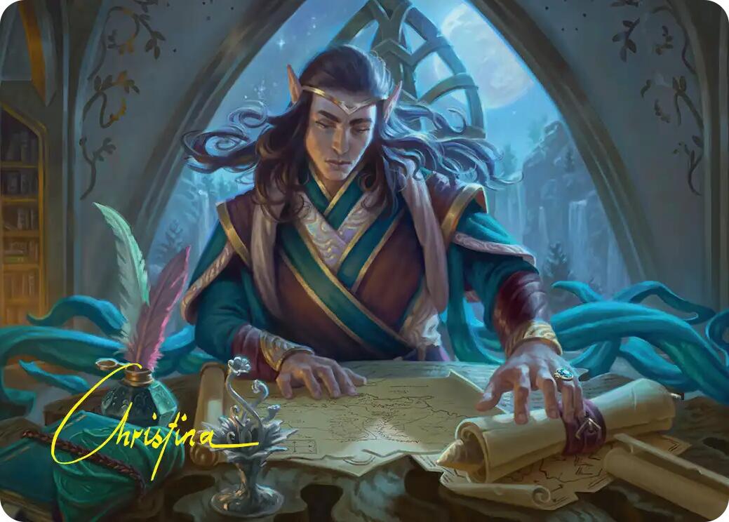 Elrond, Moon-Reader Art Card (Gold-Stamped Signature) [The Hobbit Art Series] | Shuffle n Cut Hobbies & Games