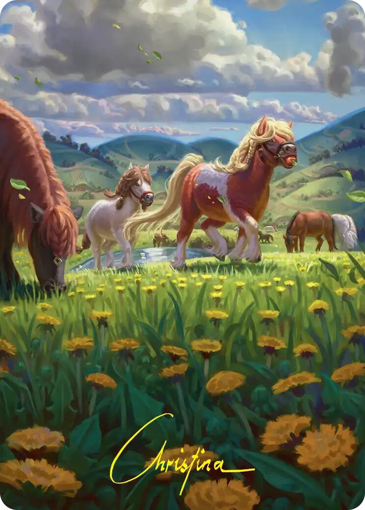 Troop of Ponies Art Card (Gold-Stamped Signature) [The Hobbit Art Series] | Shuffle n Cut Hobbies & Games