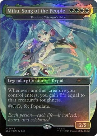 Miku, Song of the People - Trostani, Selesnya's Voice (Display Commander) - Thick Stock (SLD-2443) [Secret Lair Drop Series] Foil | Shuffle n Cut Hobbies & Games