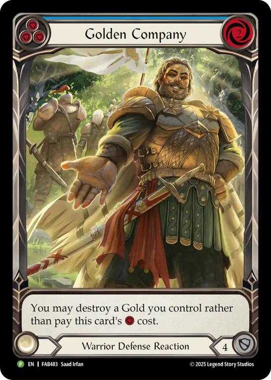 Golden Company (Blue) [FAB483] (Promo)  Rainbow Foil | Shuffle n Cut Hobbies & Games