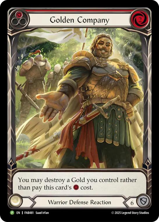 Golden Company (Red) [FAB481] (Promo)  Rainbow Foil | Shuffle n Cut Hobbies & Games
