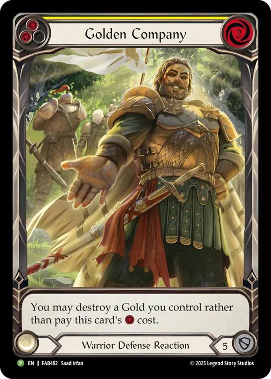 Golden Company (Yellow) [FAB482] (Promo)  Rainbow Foil | Shuffle n Cut Hobbies & Games