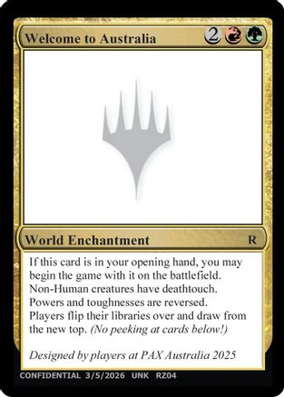 Welcome to Australia [Un-Known Event Playtest Cards] | Shuffle n Cut Hobbies & Games
