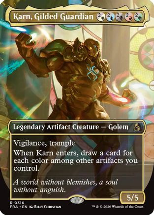 Karn, Gilded Guardian (Borderless) (FRA-316) [Reality Fracture] Foil | Shuffle n Cut Hobbies & Games
