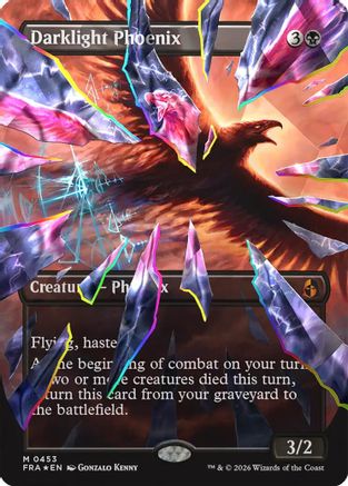 Darklight Phoenix (Borderless) (Facet Foil) (FRA-453) [Reality Fracture] Foil | Shuffle n Cut Hobbies & Games