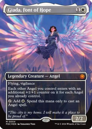 Giada, Font of Hope (Borderless) (FDC-004) [Commander: Foundations] Foil | Shuffle n Cut Hobbies & Games