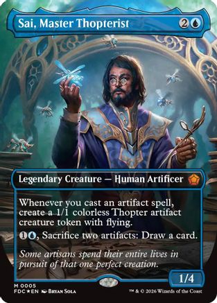 Sai, Master Thopterist (Borderless) (FDC-005) [Commander: Foundations] Foil | Shuffle n Cut Hobbies & Games