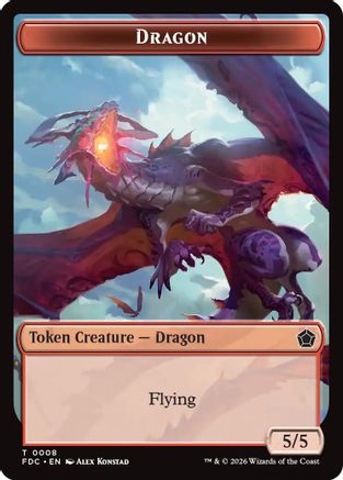 Dragon (0008) // Dragon (0009) Double-Sided Token (FDC-8 // 9) [Commander: Foundations] | Shuffle n Cut Hobbies & Games