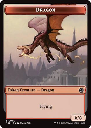 Dragon (0009) // Treasure Double-Sided Token (FDC-9 // 16) [Commander: Foundations] | Shuffle n Cut Hobbies & Games