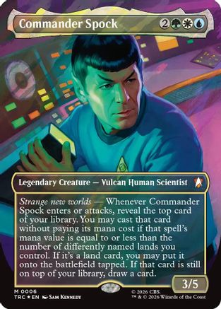 Commander Spock (Borderless) (Surge Foil) (TRC-006) [Commander: Star Trek] Foil