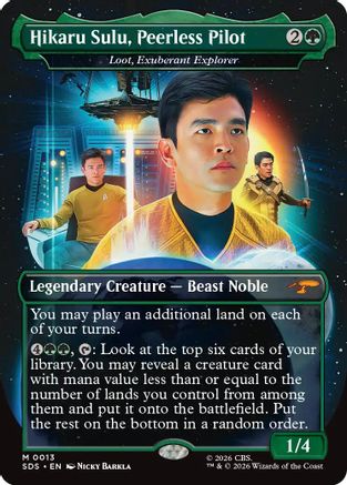 Hikaru Sulu, Peerless Pilot - Loot, Exuberant Explorer (Borderless) (SDS-013) [Star Trek: Stardates] Foil