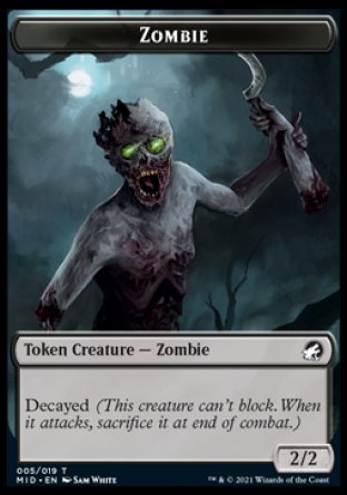 Zombie Token (005) [Innistrad: Midnight Hunt Tokens] | Shuffle n Cut Hobbies & Games