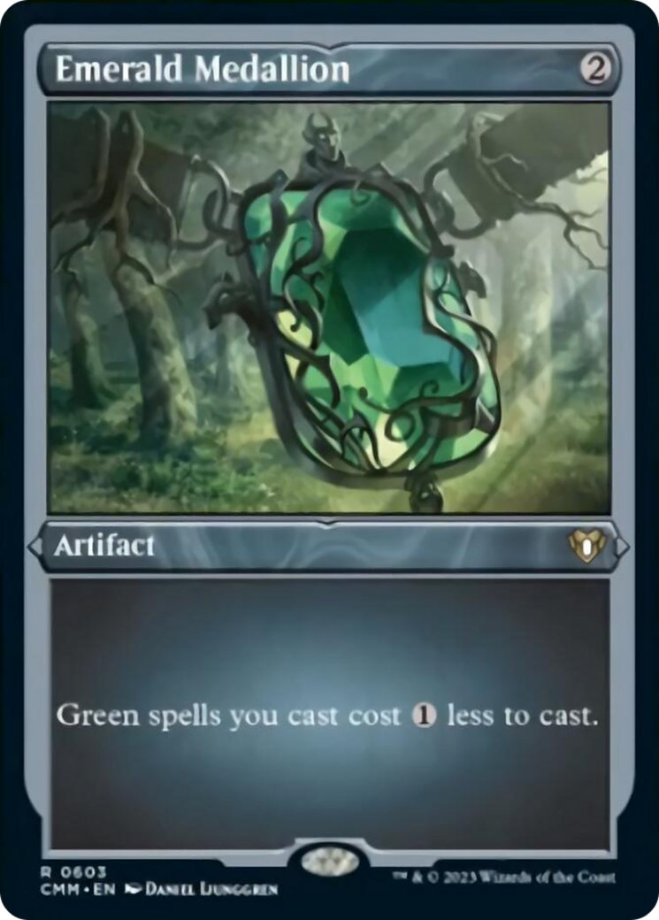 Emerald Medallion (Foil Etched) [Commander Masters] | Shuffle n Cut Hobbies & Games