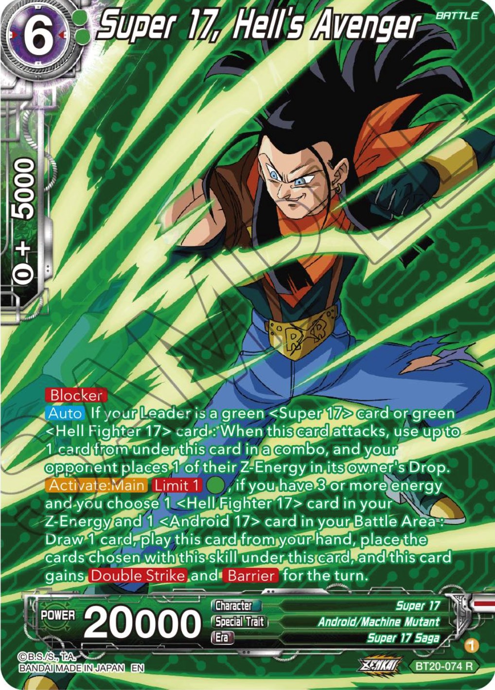 Super 17, Hell's Avenger (Silver Foil) (BT20-074) [Power Absorbed] | Shuffle n Cut Hobbies & Games